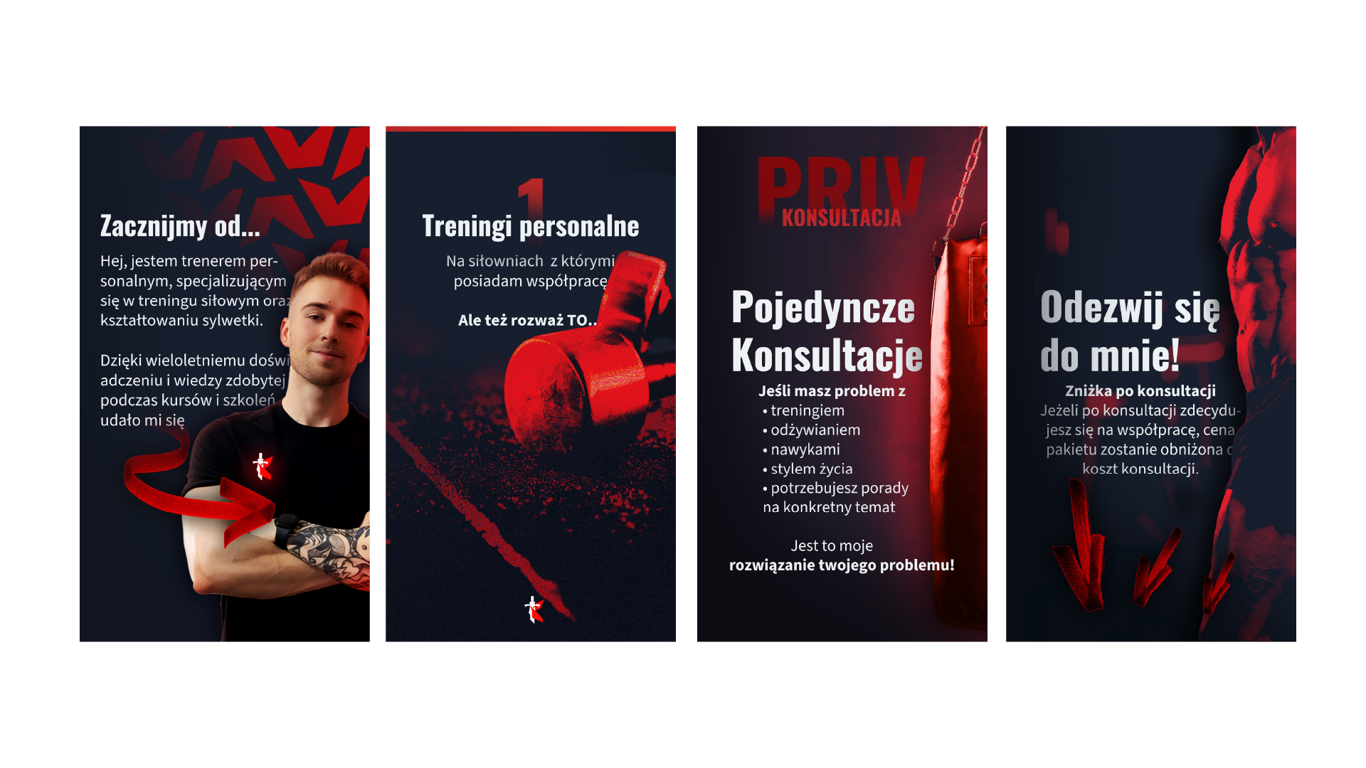 Stories Kacper Tyszka Trener personalny Zielonka i logo Logo Identyfikacja budowa marek od podstaw Marka trenera personalnego by Max Barszczewski Max Barszczewski